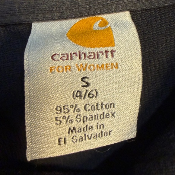 Carhartt Black Full Zip Hoodie with Cream Drawstrings - Picture 2 of 5